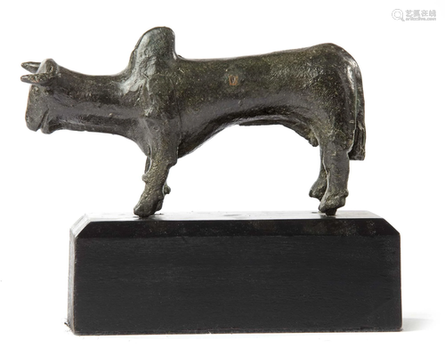 A BRONZE FIGURE OF A HUMPED BACTRIAN BULL, 2ND