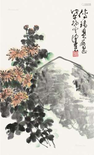 陈佩秋（1923～2020） 菊 镜片 纸本