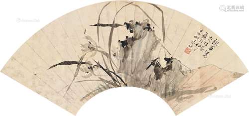 倪田（1855～1919） 兰 扇片 纸本