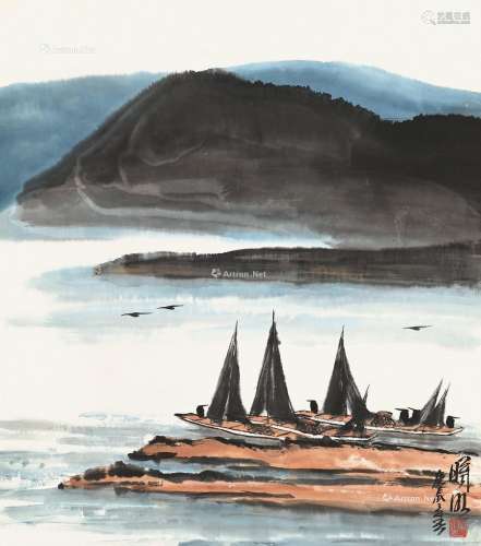 林曦明（b.1925） 渔舟 镜片 纸本