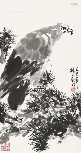 杨正新（b.1942） 松鹰 立轴 纸本