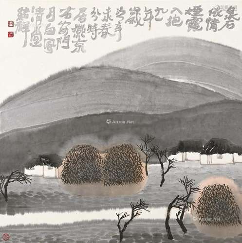 唐绪祥（b.1955） 烟霞入抱 镜片裱板 纸本