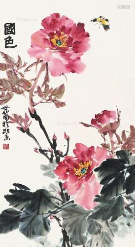 张世简（1926～2009） 国色 镜片裱板 纸本