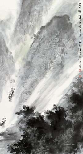 钱行健（1935～2010） 春潮带雨 镜片 纸本