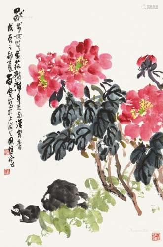 曹简楼（1913～2005） 牡丹 立轴 纸本