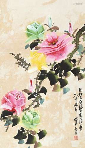 沈柔坚（1919～1998） 花卉 立轴 纸本