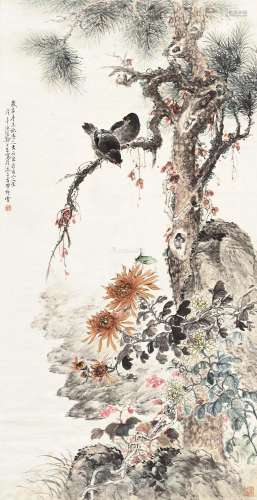郑午昌（1894～1952） 双喜 屏轴 纸本