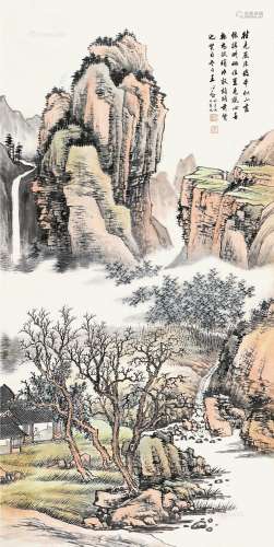 王同愈（1856～1941） 秋林读书 立轴 纸本
