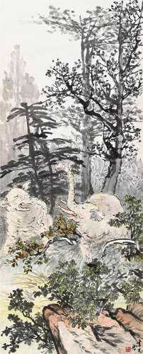 张聿光（1885～1968） 野象图 立轴 纸本
