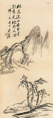 太虚（1890～1947） 桃花源 屏轴 纸本