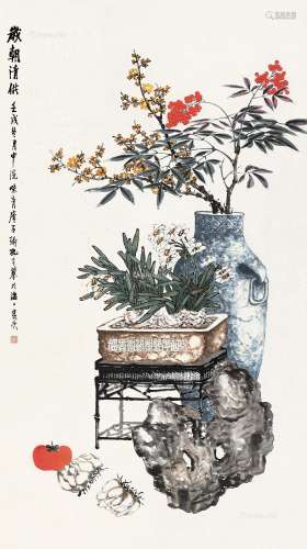 孔子瑜（1873～1926） 岁朝清供 屏轴 纸本