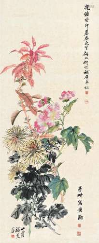 倪墨耕（1855～1919）等 秋色 立轴 纸本