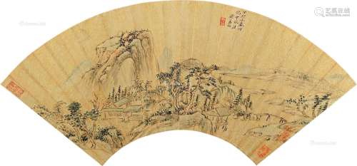 梁孟昭（约1560～1640） 山居图 扇片 纸本
