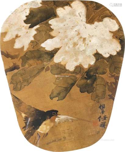任伯年（1840～1895）（款） 富贵小鸟 镜框 绢本