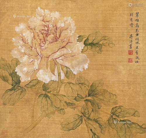 蒋溥（1708～1761） 牡丹图 镜片 绢本