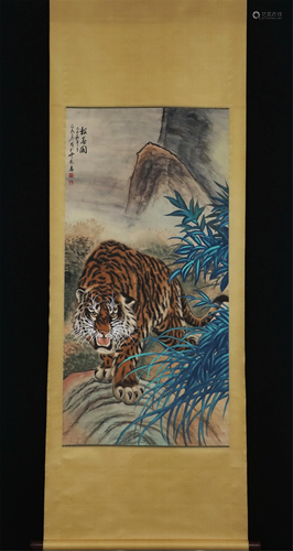 A CHINESE PAINTING OF TIGER