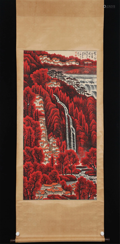 A CHINESE PAINTING OF MOUNTAIN VILLAGE