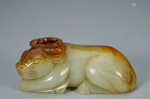 A BUFFALO SHAPED JADE CARVING