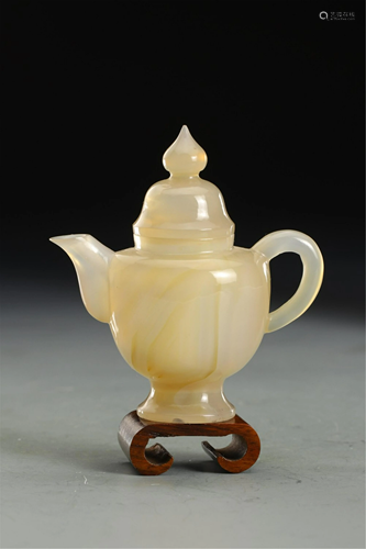 A CARVED AGATE EWER