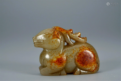 A DEER SHAPED JADE CARVING