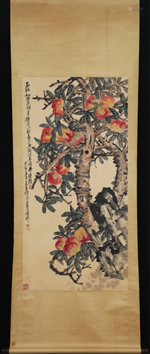 A CHINESE PAINTING OF PEACH TREE