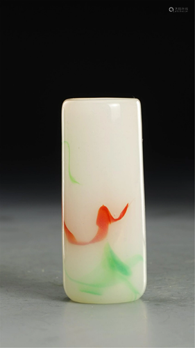 A TUBE SHAPED POLYCHROME GLASS WATER POT