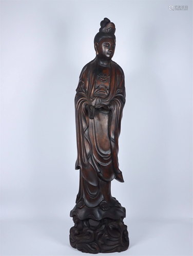 A CHENXIANG WOOD CARVED STANDING AVALOKITESVARA