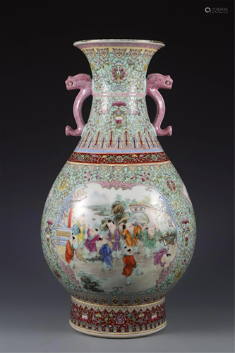 A FAMILLE ROSE 'CHILDREN AT PLAY' VASE WITH DOUBLE