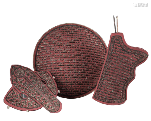 AN OTTOMAN METAL-THREAD EMBROIDERED SET OF ARCHER