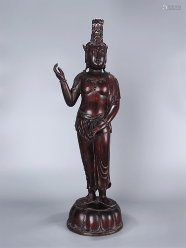 A CHENXIANG WOOD CARVED STANDING AVALOKITESVARA