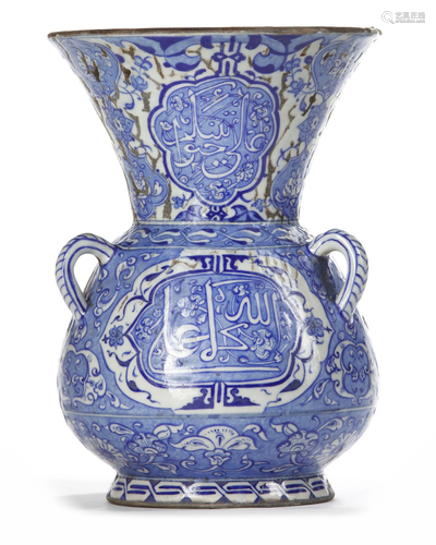 A VASE IN THE STYLE OF AN IZNIK POTTERY MOSQUE LAMP