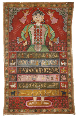 A LARGE JAIN PATA OF THE COSMIC MAN, (LOKAPURUSHA),