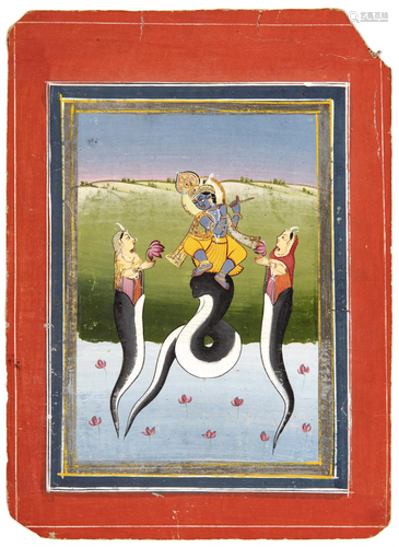 KRISHNA DANCES ON KALIA THE SERPENT, JAIPUR RAJASTHAN,