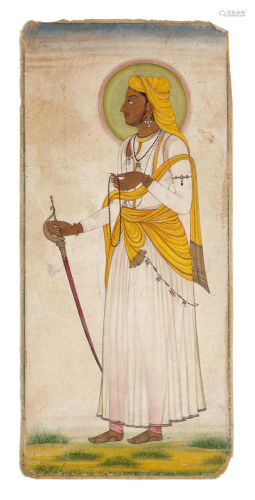 A STANDING PORTRAIT OF NOBLEMAN, NORTH INDIA, 19TH