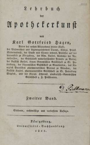 Hagen, Karl Gottfried. Lehrbuch der Apothekerkunst. Zweiter ...