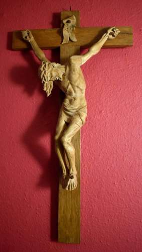 Kruzifix. Viernageltypus. Oberschwaben, 20. Jh. H 84 cm