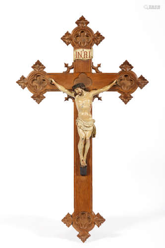 Kruzifix im neugotischen Stil. Holz. Korpus gefasst. Ende 19...