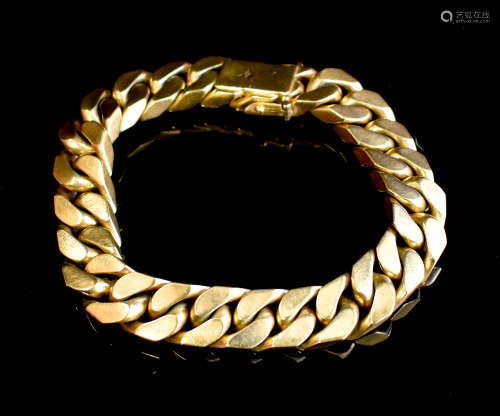 Massives goldenes Panzerarmband. Satiniert und poliert. 14 c...