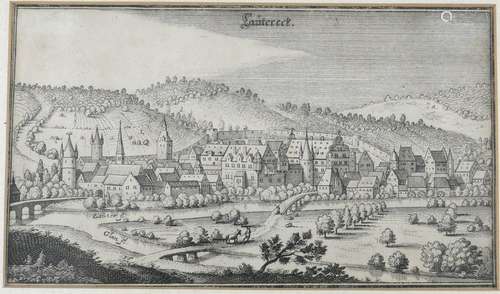 Lautereck. Kupferstich von Merian, um 1645. Ca. 10 x 17,5 cm...