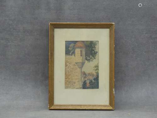 Ecole fin XIX debut XX, Echaugette de Beaune, aquarelle. Dim...