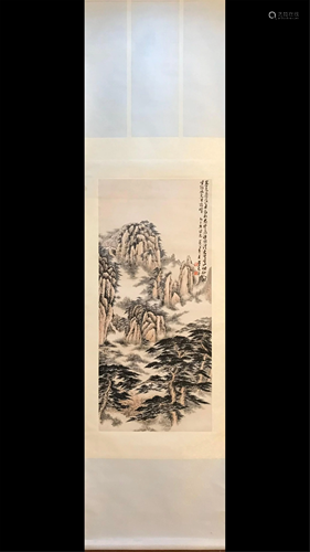 A CHINESE LANDSCAPE PAINTING HANGING SCROLL