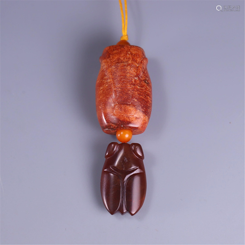 A JADE CARVED CICADA SHAPE DECORATION