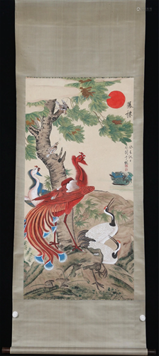 A CHINESE PAINTING OF BIRDS