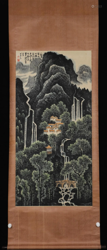 A CHINESE PAINTING OF LANDSCAPE AND FIGURES