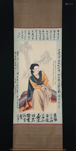 A CHINESE PAINTING OF BEAUTY AND BAMBOO