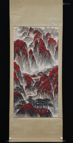 A CHINESE LANDSCAPE PAINTING HANGING SCROLL