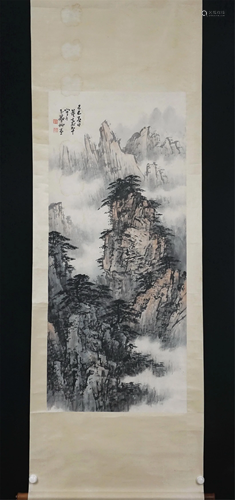 A CHINESE LANDSCAPE PAINTING HANGING SCROLL