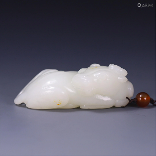 A BUFFALO SHAPED JADE CARVING