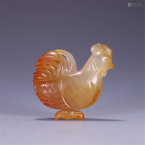 A ROOSTER SHAPED AGATE CARVING