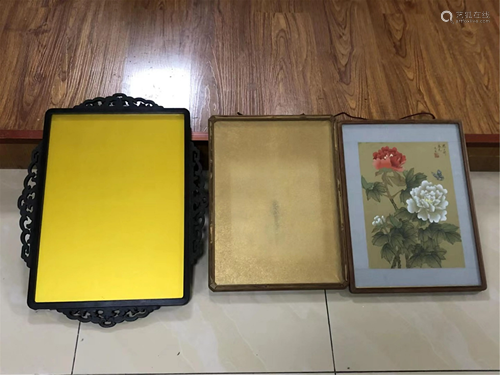 A GROUP OF THREE FRAMED CHINESE PAINTINGS